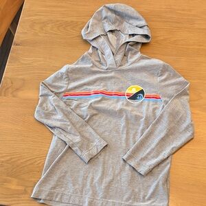 Hanna Andersson Gray Hooded Tee with Surf Stripe